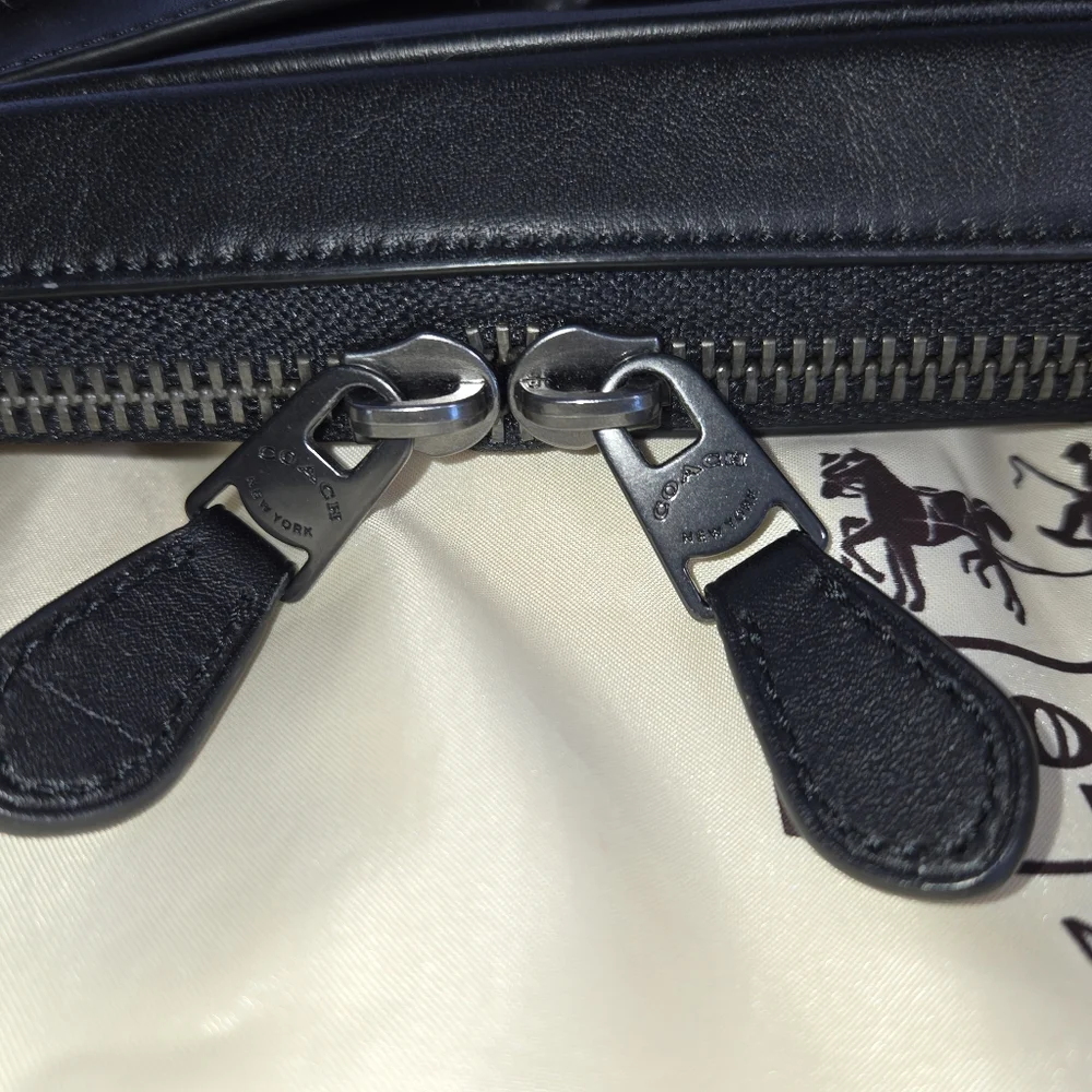 Coach Black Leather Graham Slim Briefcase with Gunmetal Accent Hardware C8170